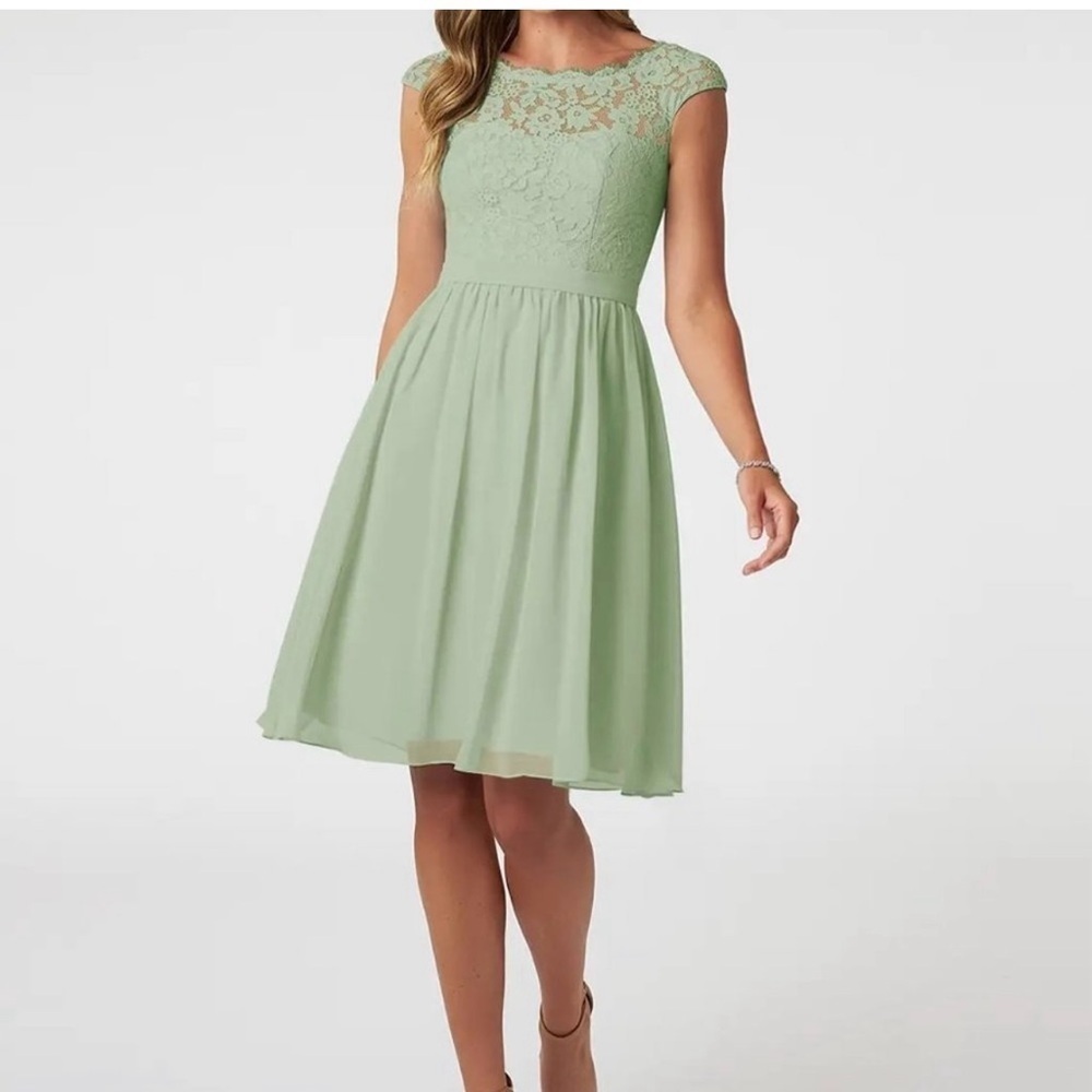 Azazie Shivani Bridesmaid Dress in Dusty Sage A4